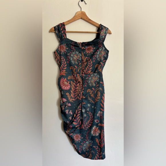 Averie Halley Ruched Floral Midi Dress Size Small - Picture 2 of 11